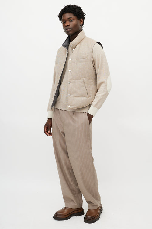 Brunello Cucinelli Brown & Grey Reversible Tweed Vest
