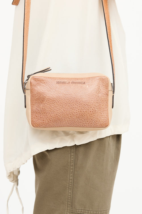 Brunello Cucinelli Leather Contrast Logo Bag