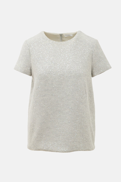 Brunello Cucinelli Cashmere Sequin Top