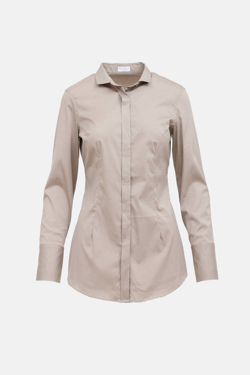 Brunello Cucinelli grey long sleeve shirt