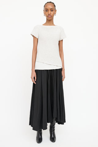 Brunello Cucinelli Knit & Silk Short Sleeve Top