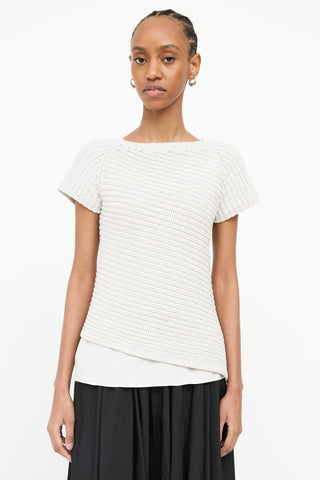 Brunello Cucinelli Knit & Silk Short Sleeve Top