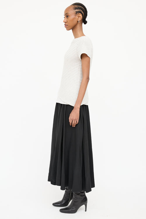Brunello Cucinelli Knit & Silk Short Sleeve Top