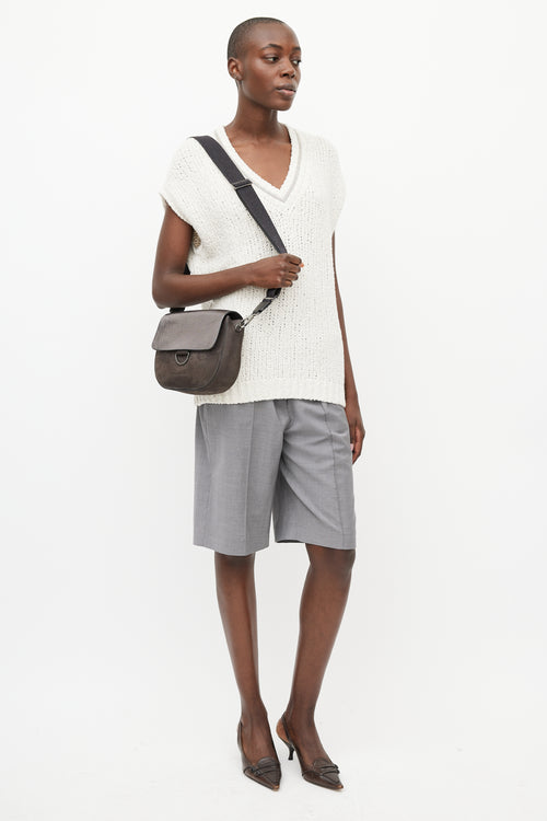 Brunello Cucinelli Grey Metallic Leather Bag