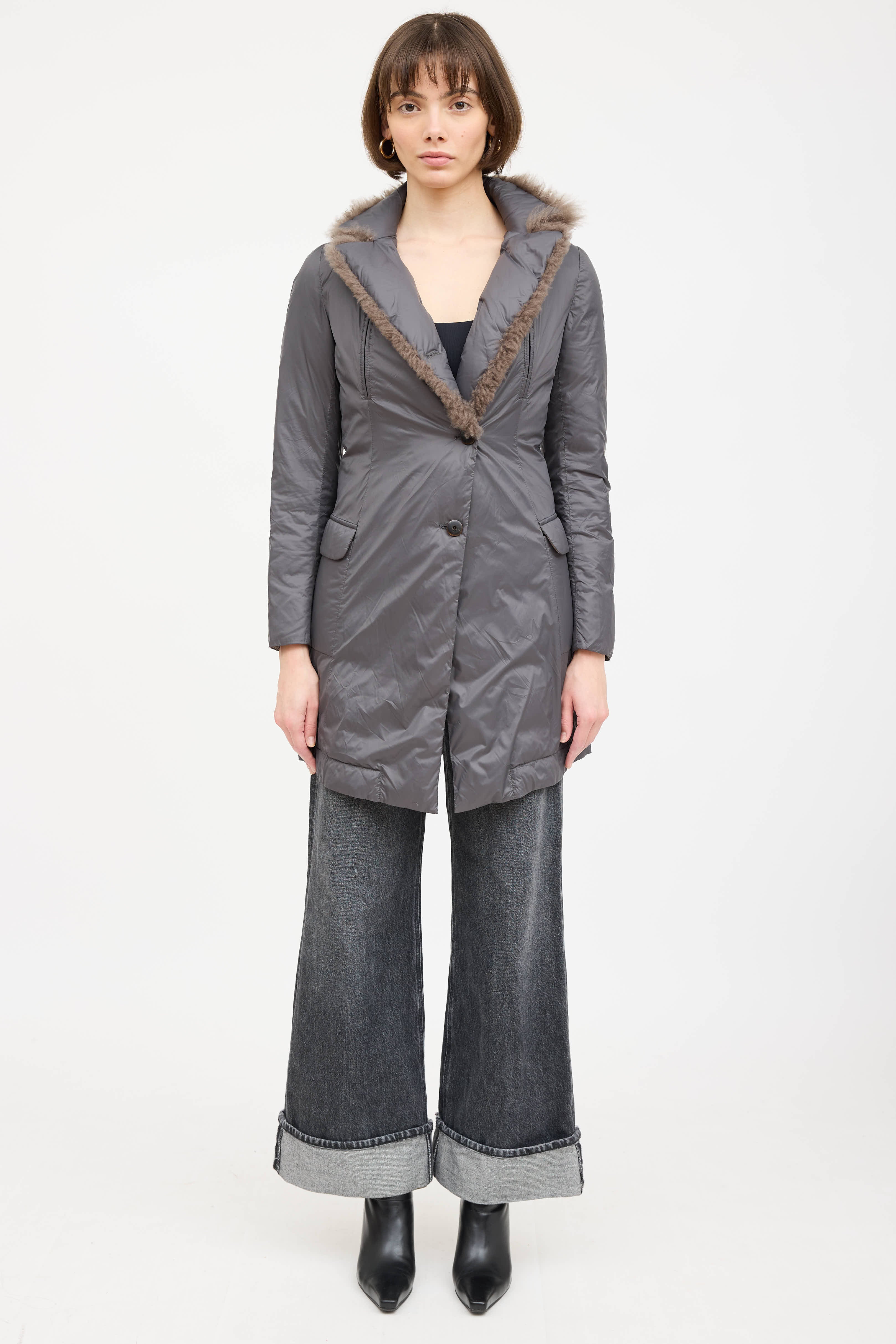 Brunello Cucinelli Padded Fur Trim Coat
