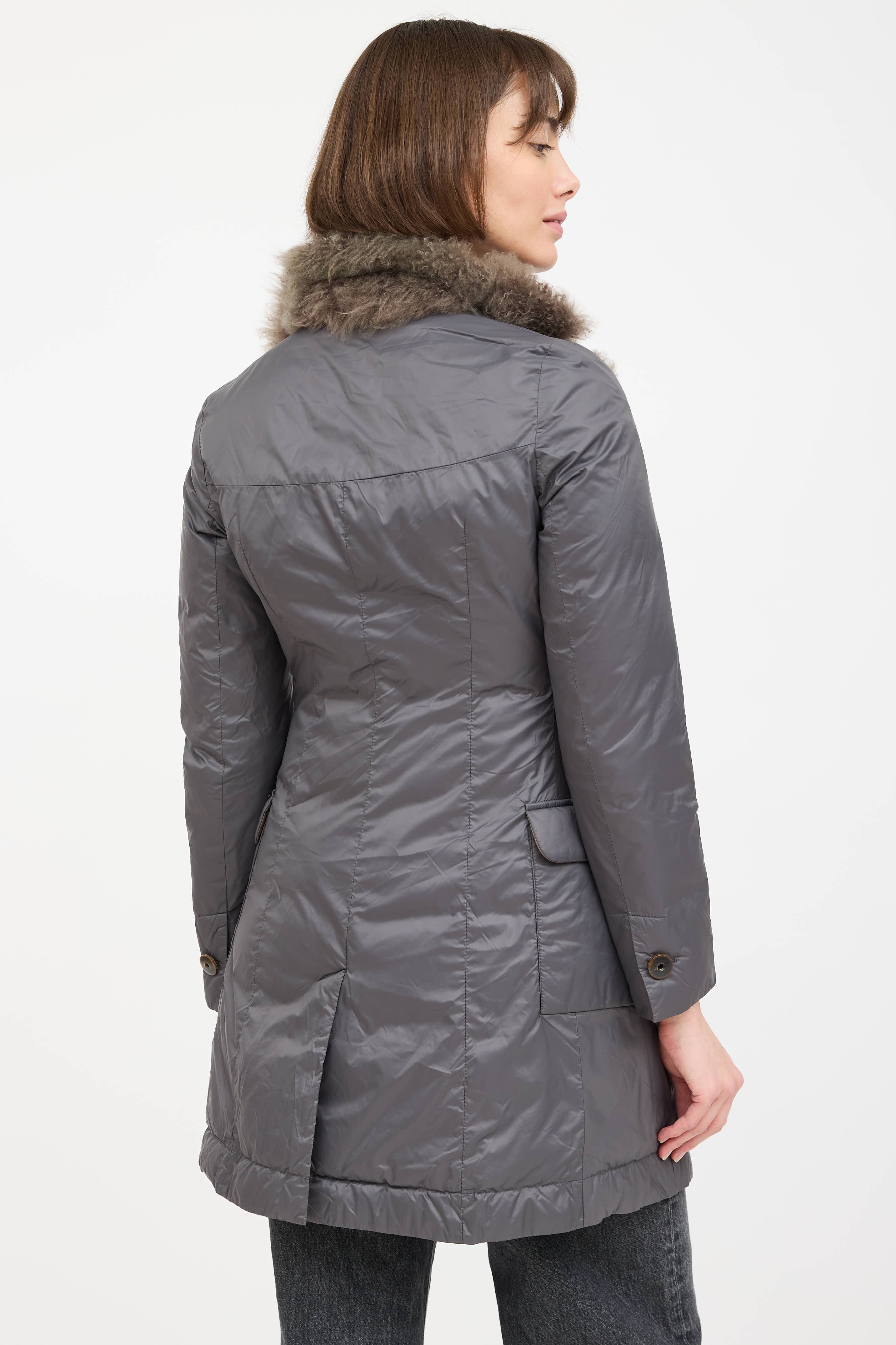 Brunello Cucinelli Padded Fur Trim Coat