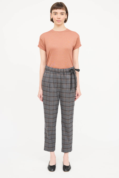Brunello Cucinelli Wool Checkered Metallic Pant