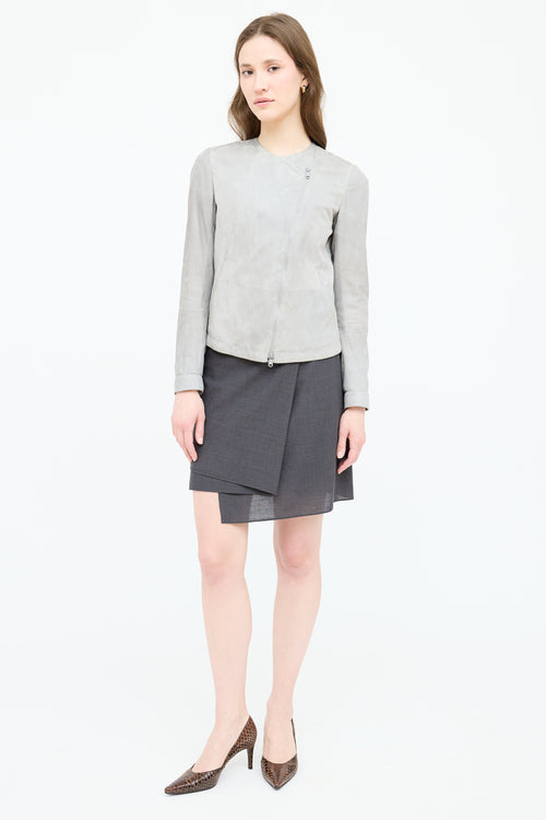 Brunello Cucinelli Suede Assymetrical Jacket
