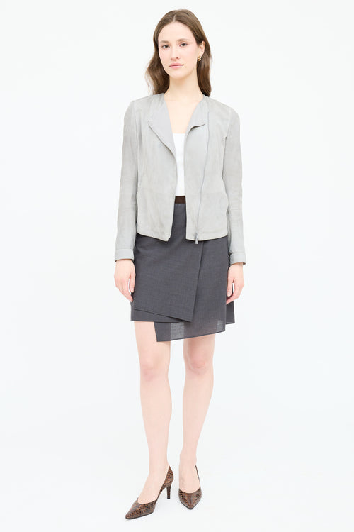 Brunello Cucinelli Suede Assymetrical Jacket