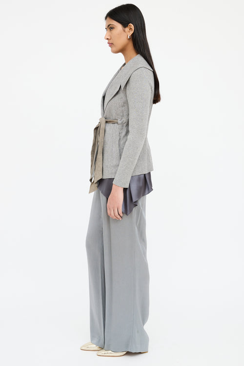 Brunello Cucinelli Grey Wool Asymmetrical Jacket
