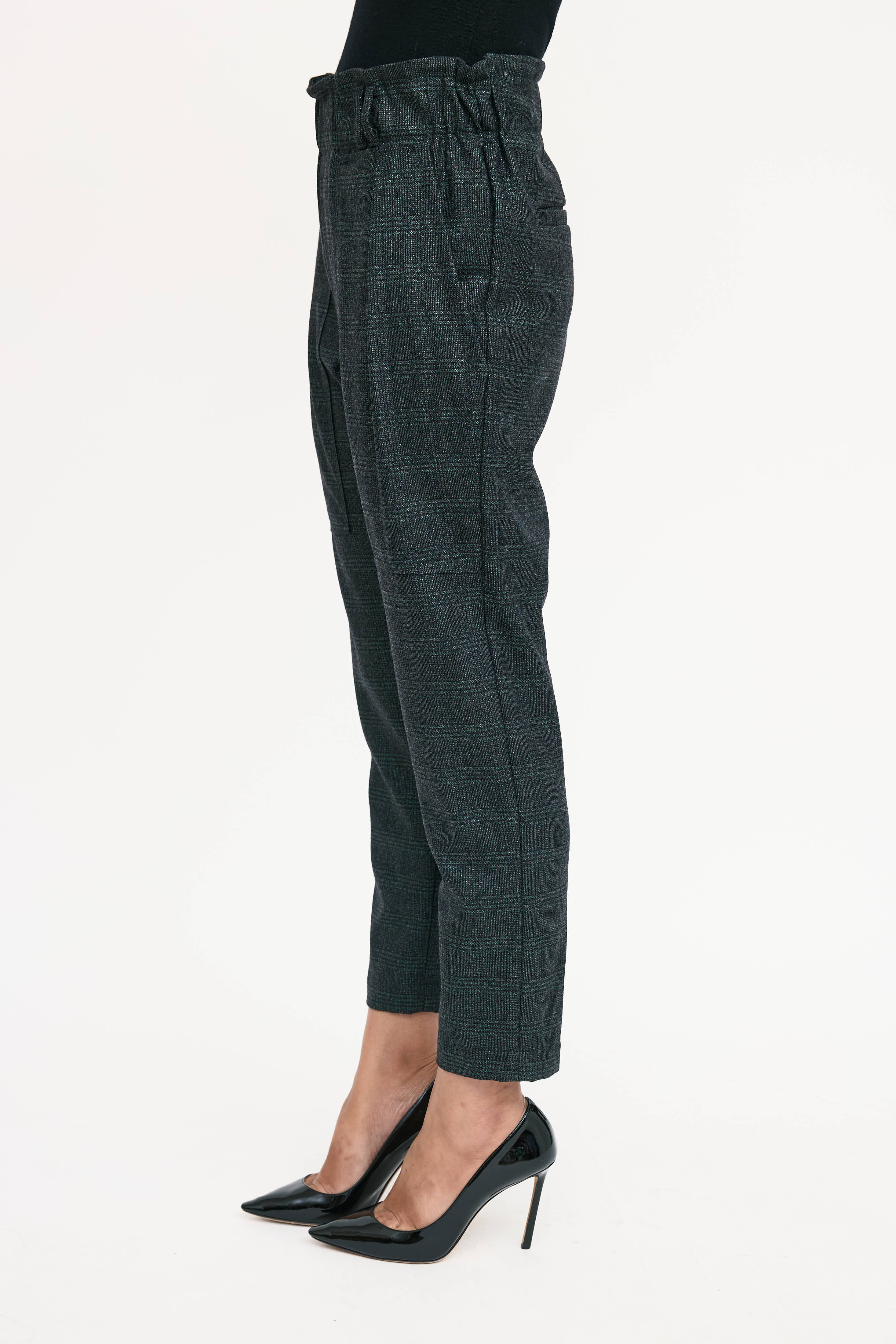 Brunello Cucinelli Wool Glitter Plaid Trouser