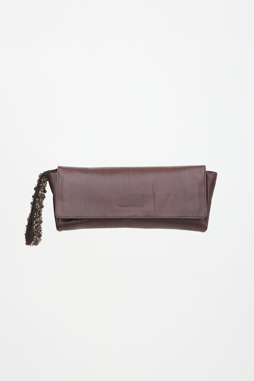 Brunello Cucinelli Leather Beaded Strap Clutch