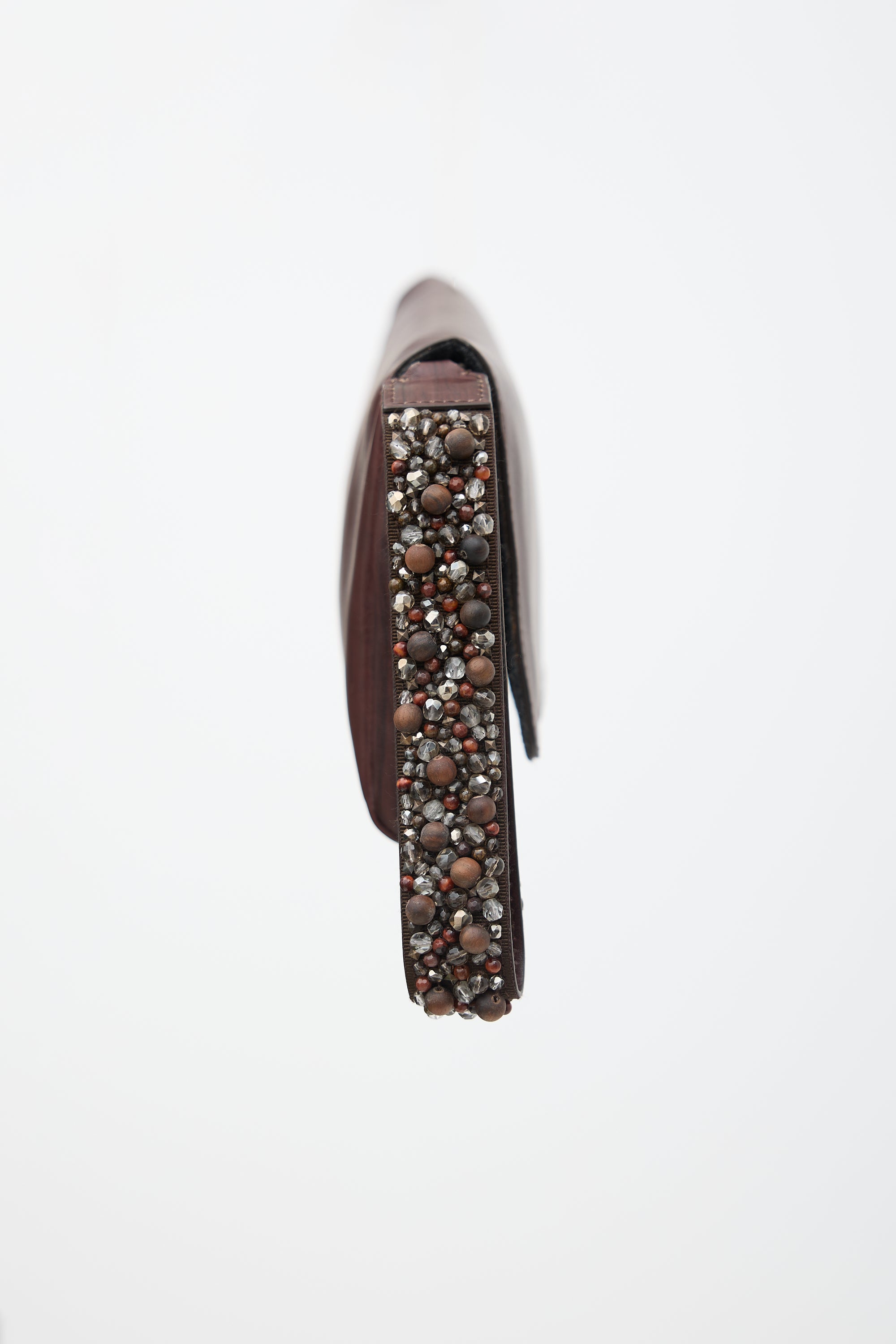 Brunello Cucinelli Leather Beaded Strap Clutch