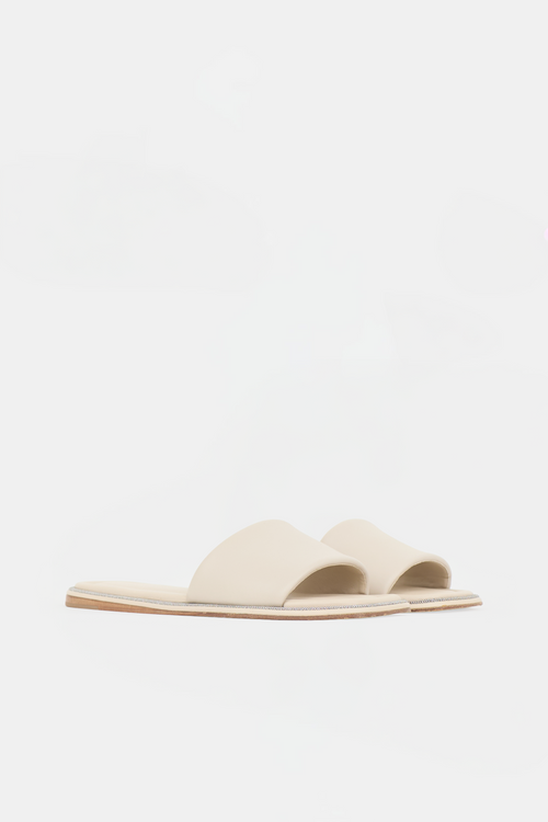 Brunello Cucinelli Leather Monili Trim Sandal