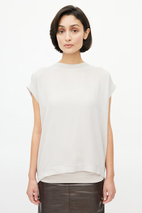 Brunello Cucinelli Light Grey Silk Backless & Tube 2pc Top