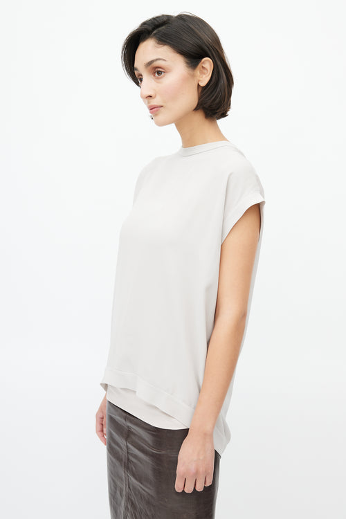 Brunello Cucinelli Light Grey Silk Backless & Tube 2pc Top