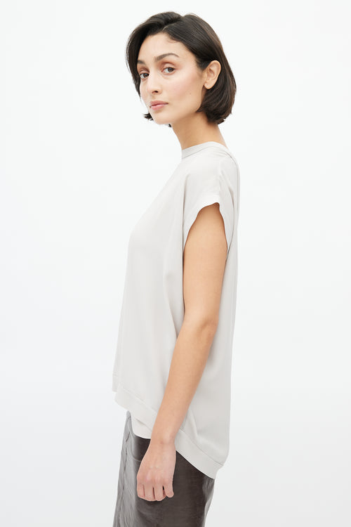 Brunello Cucinelli Light Grey Silk Backless & Tube 2pc Top