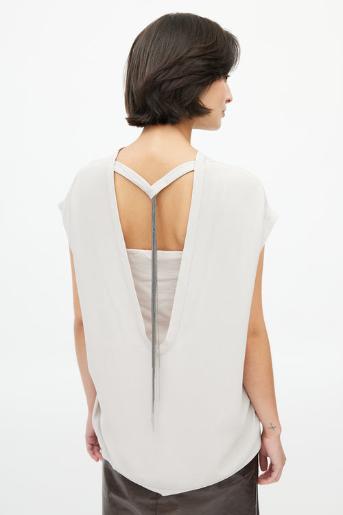 Brunello Cucinelli Light Grey Silk Backless & Tube 2pc Top