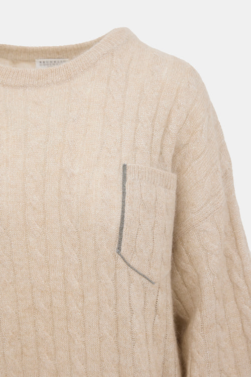 Brunello Cucinelli Mohair Cable Knit Sweater