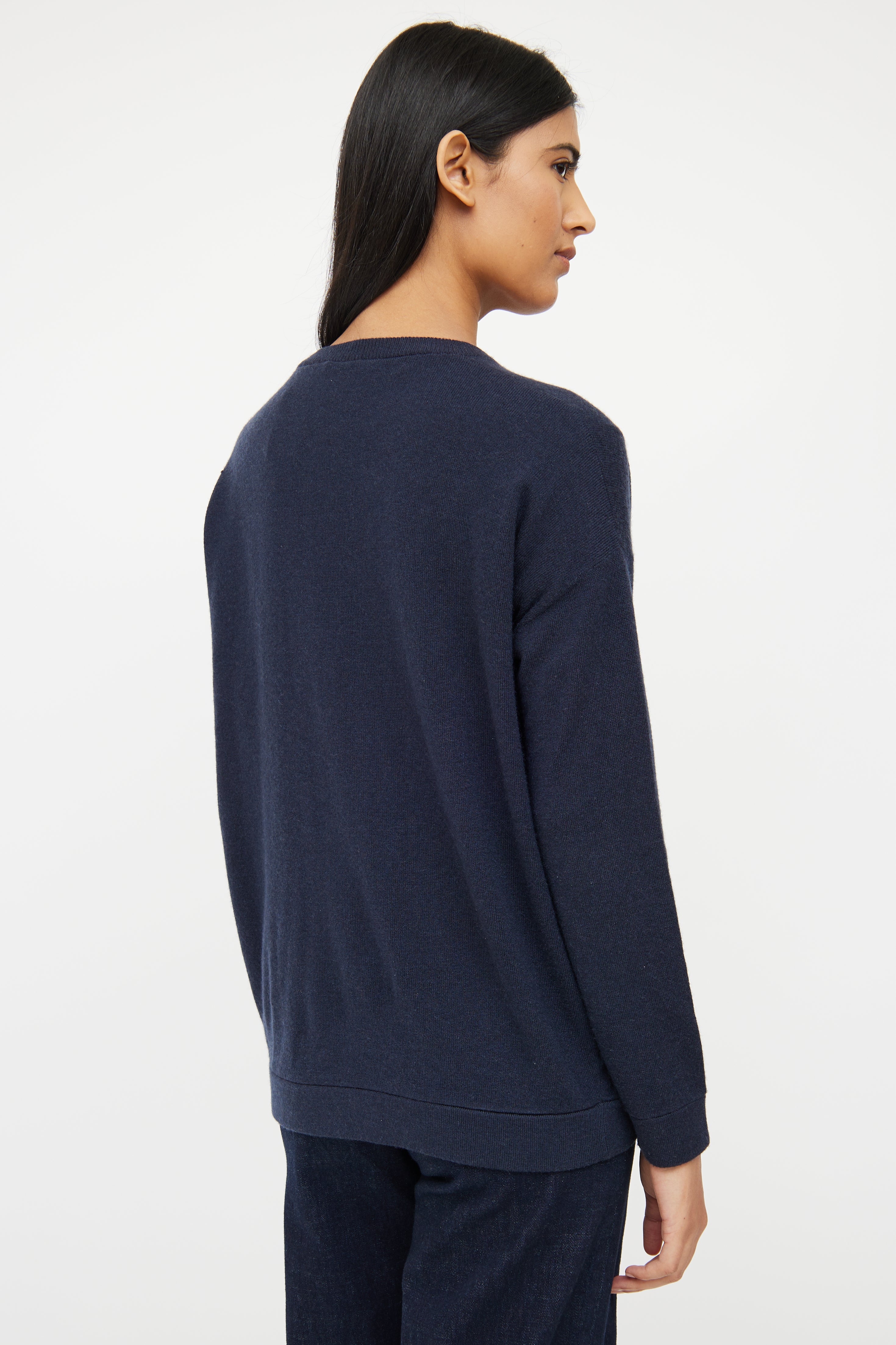 Brunello Cucinelli Navy Cashmere & Silver Bead Cardigan