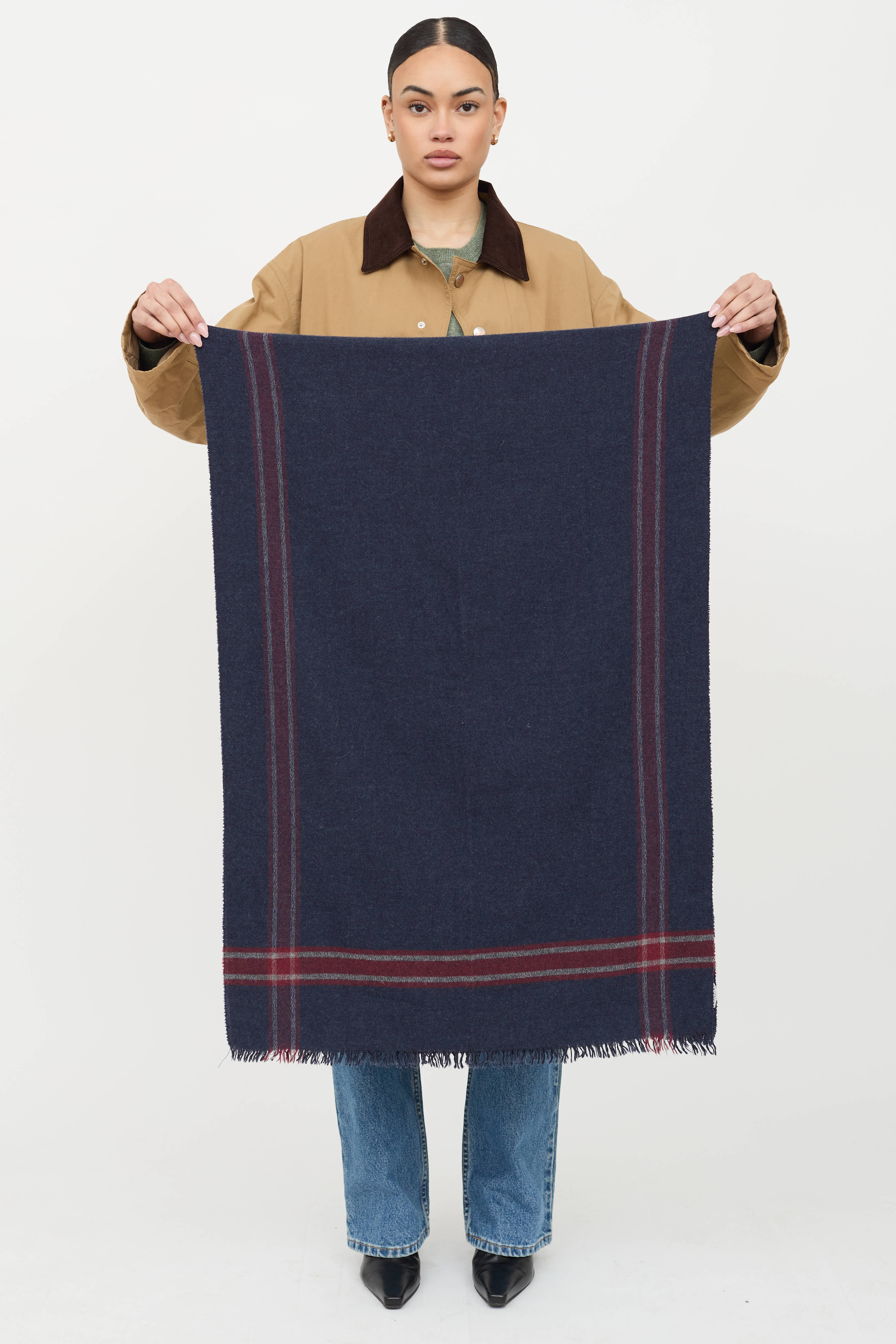 Brunello Cucinelli Cashmere Plaid Knit Scarf