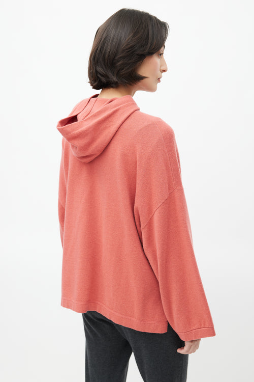 Brunello Cucinelli Red Cashmere & Monili Trim Hoodie