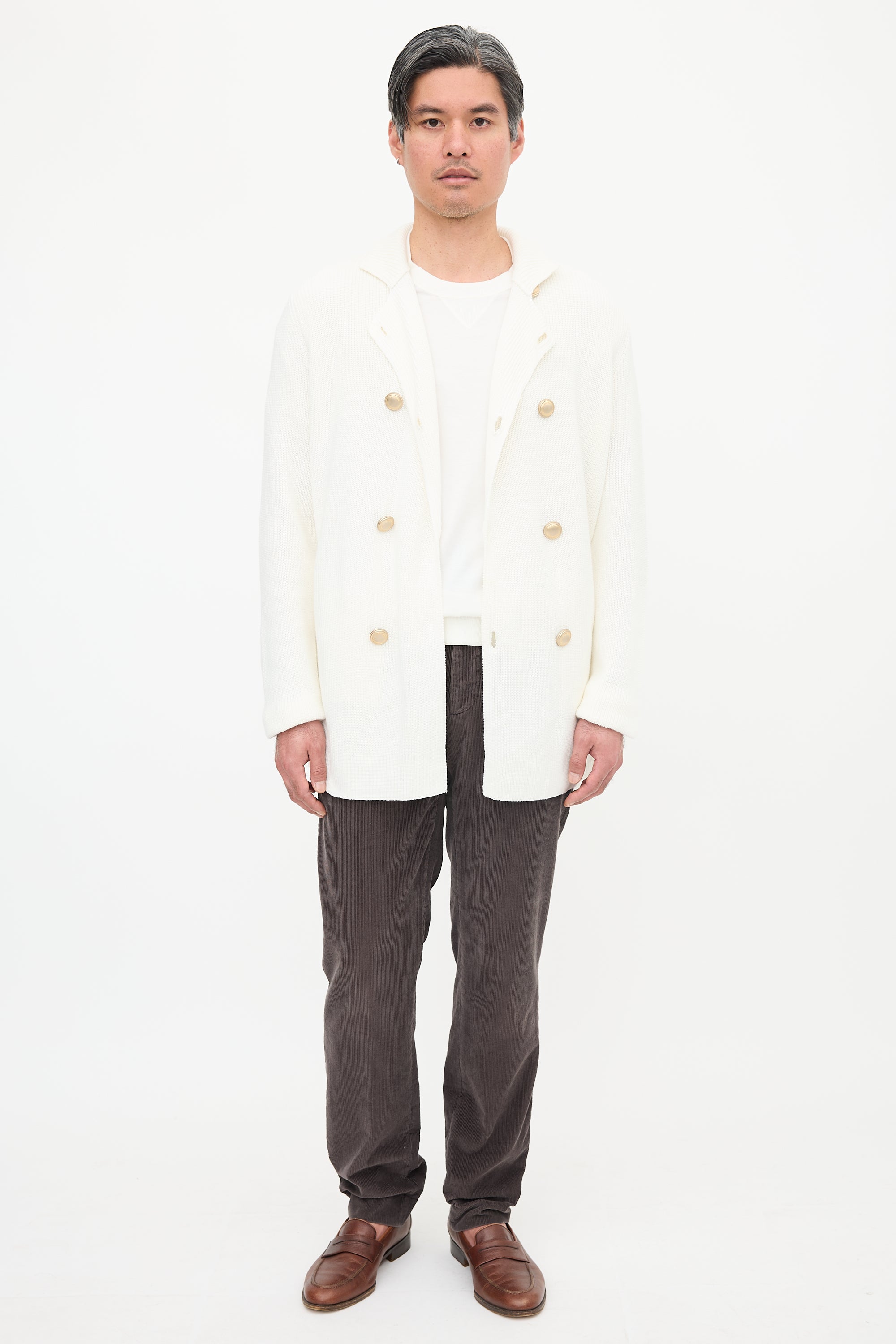Brunello Cucinelli Rib Knit Double Breasted Cardigan