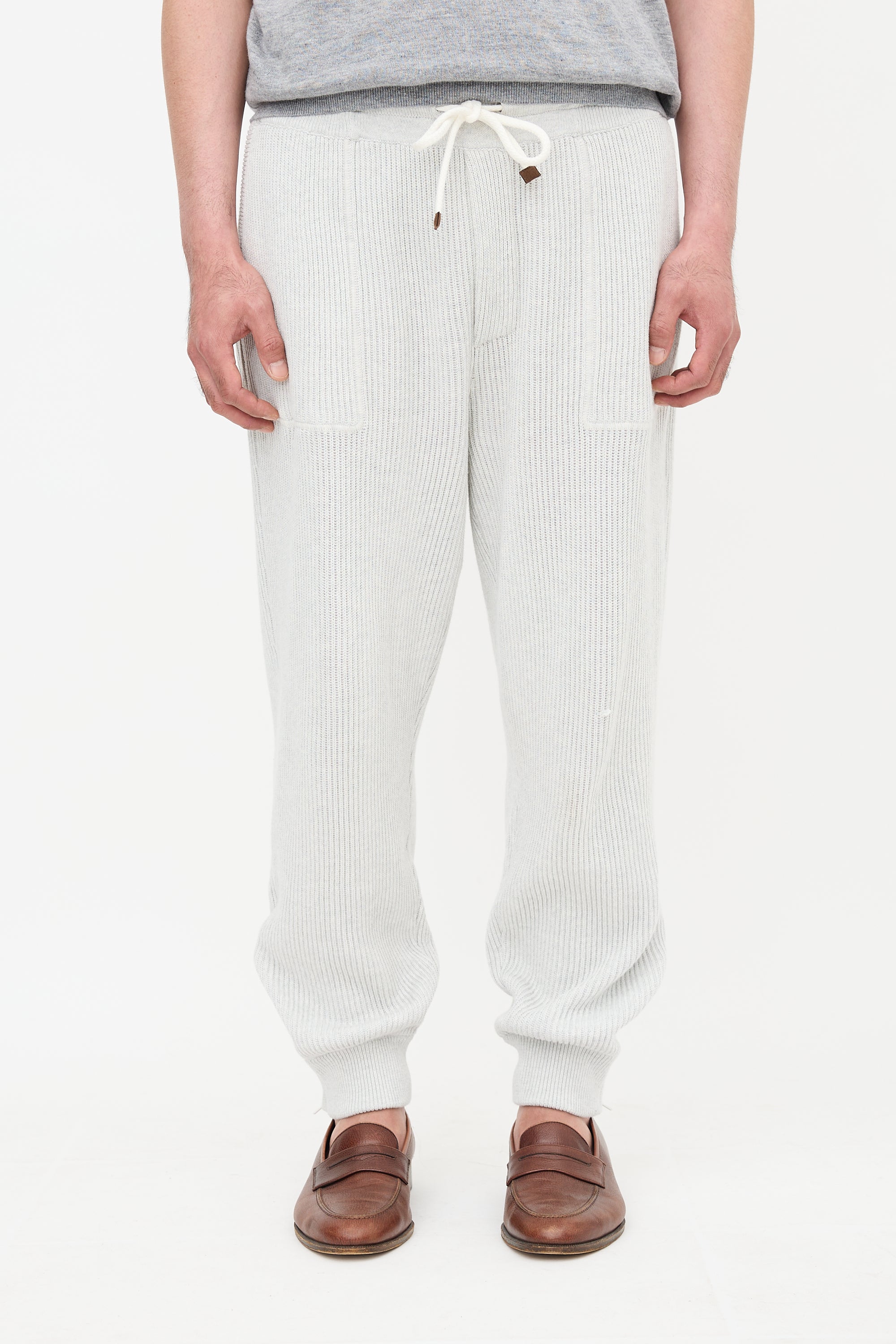 Brunello Cucinelli Rib Knit Jogger Pant