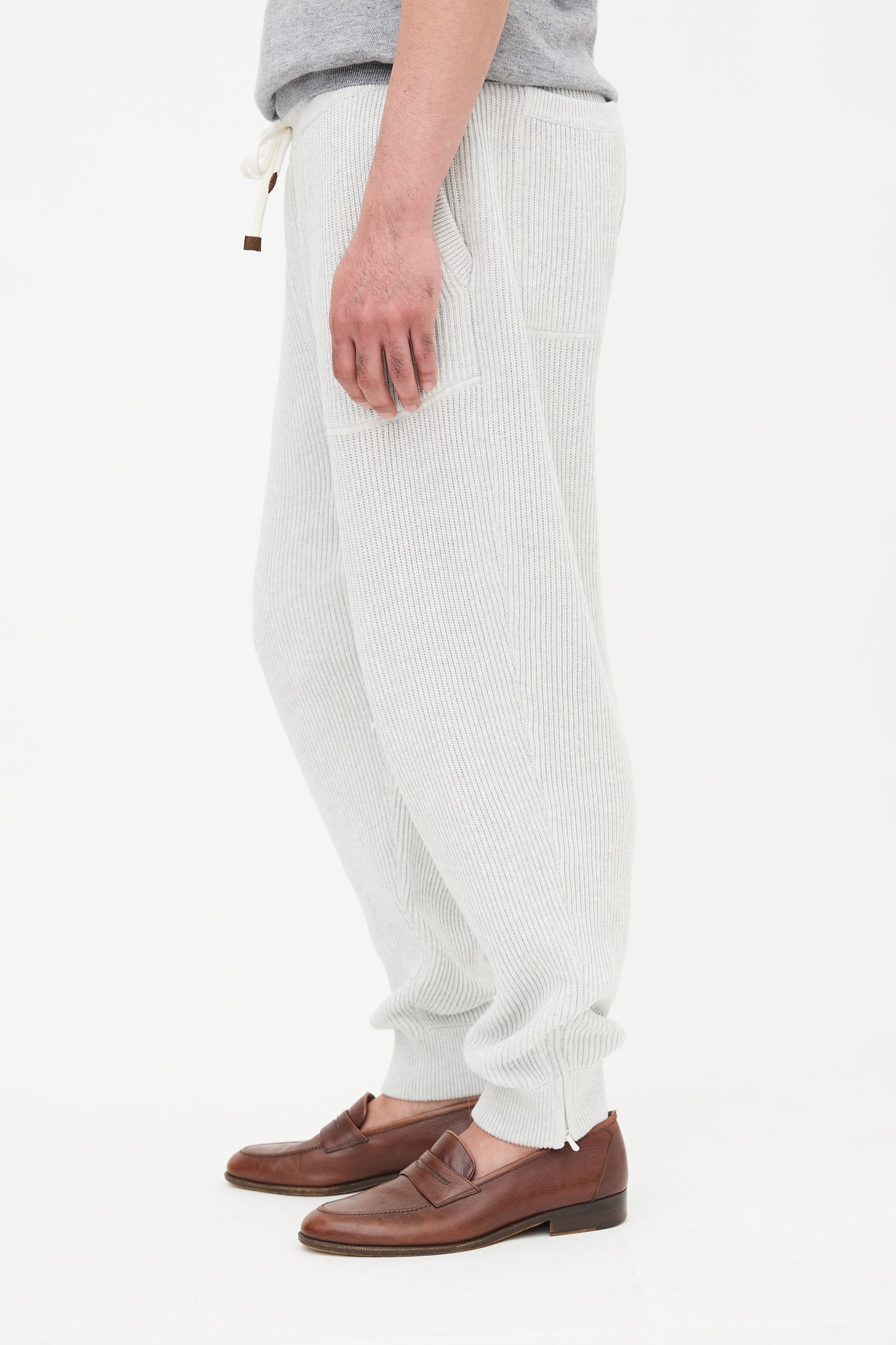 Brunello Cucinelli Rib Knit Jogger Pant