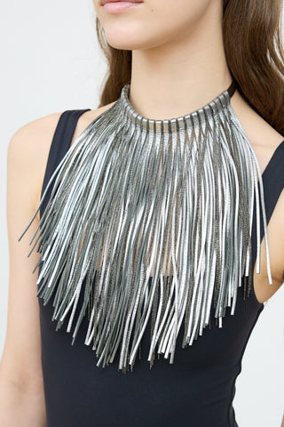Brunello Cucinelli Leather Fringe Monili Necklace