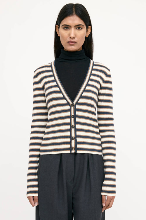 Brunello Cucinelli Wool Striped Knit Cardigan