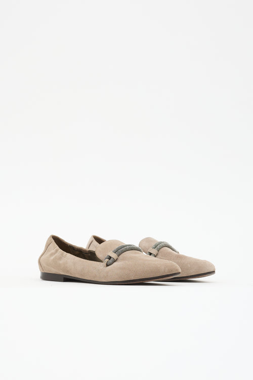 Brunello Cucinelli Suede Pointed Toe Loafer