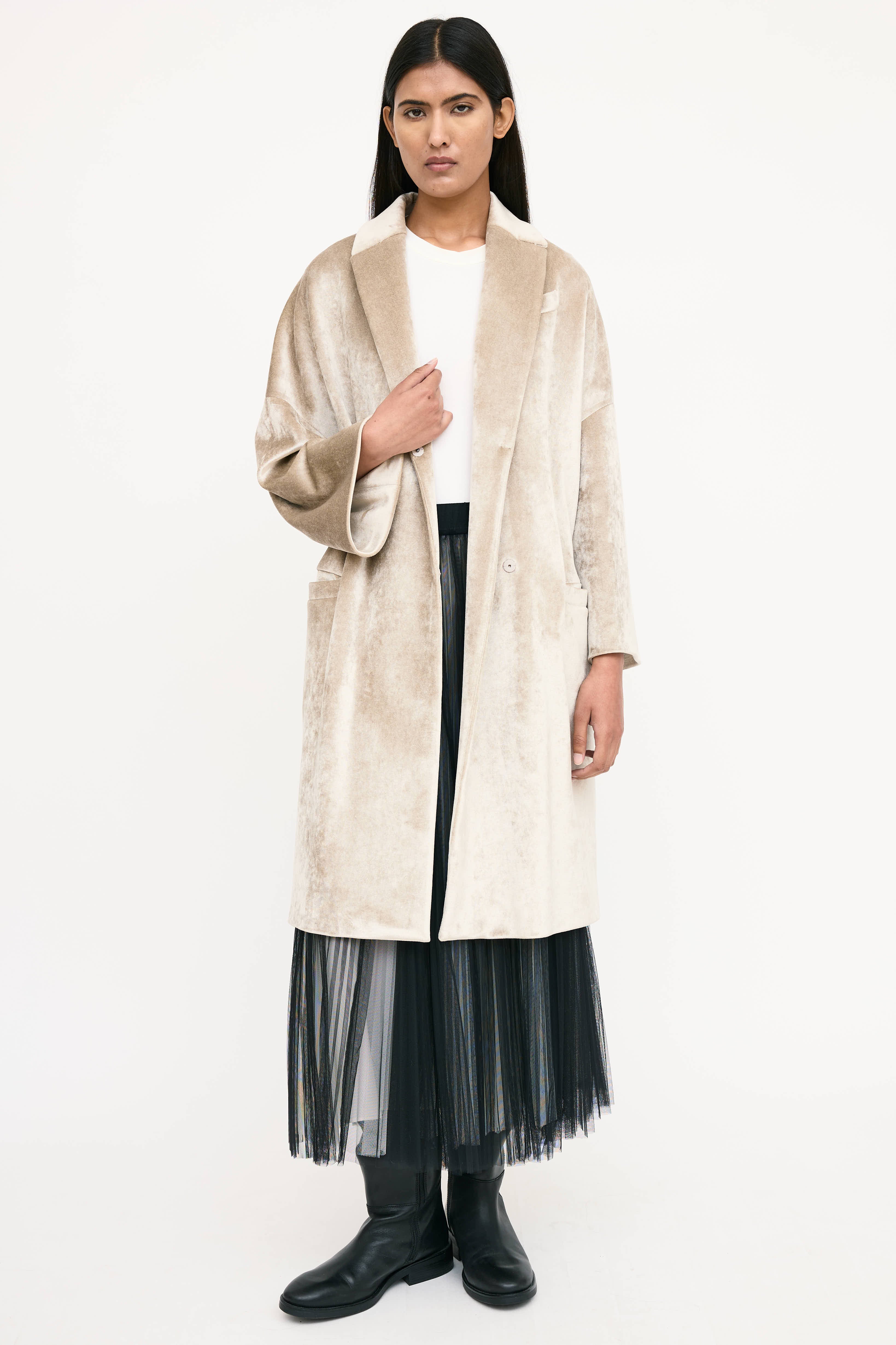 Brunello Cucinelli Velvet Double Breasted Coat