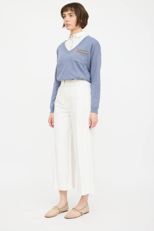 Brunello Cucinelli Wide Leg Pleated Trouser