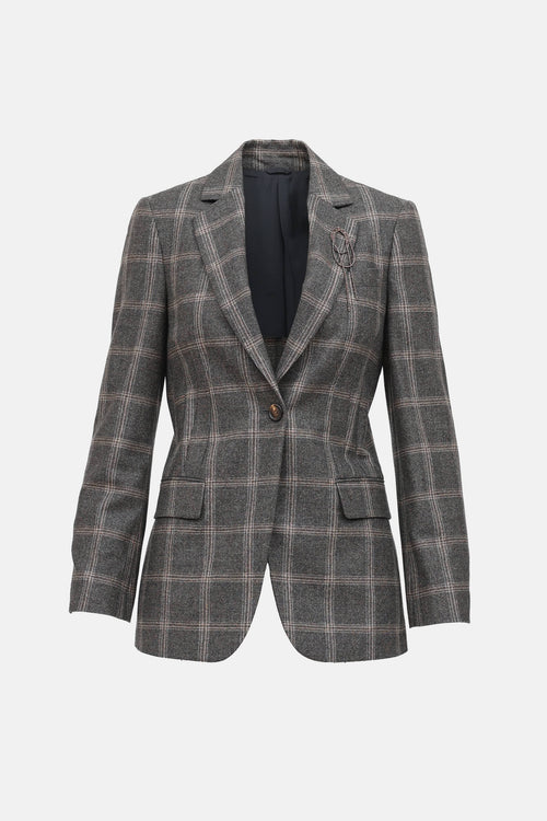 Brunello Cucinelli Wool Check Blazer