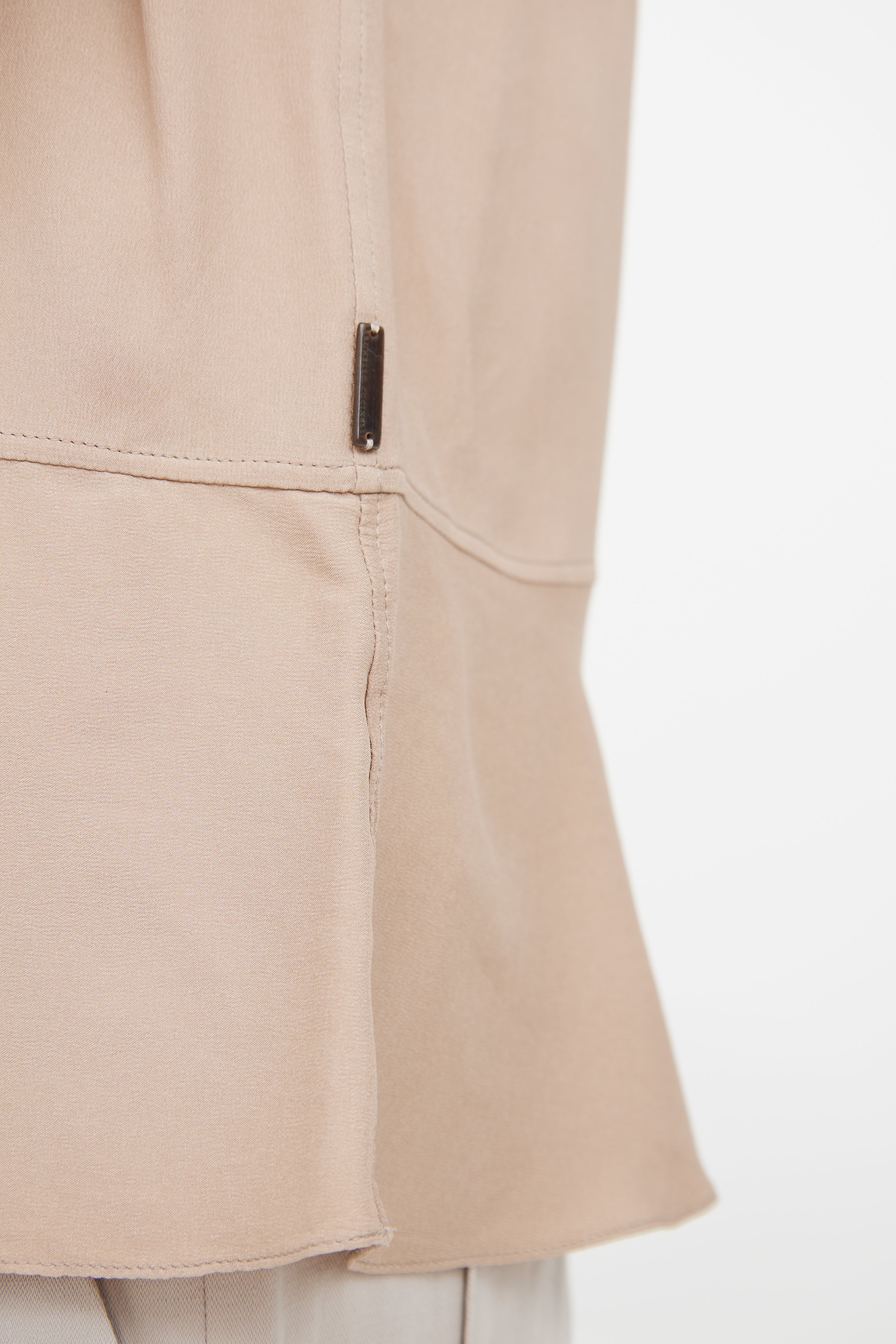 Brunello Cucinelli Beige Silk Sleeveless Blouse
