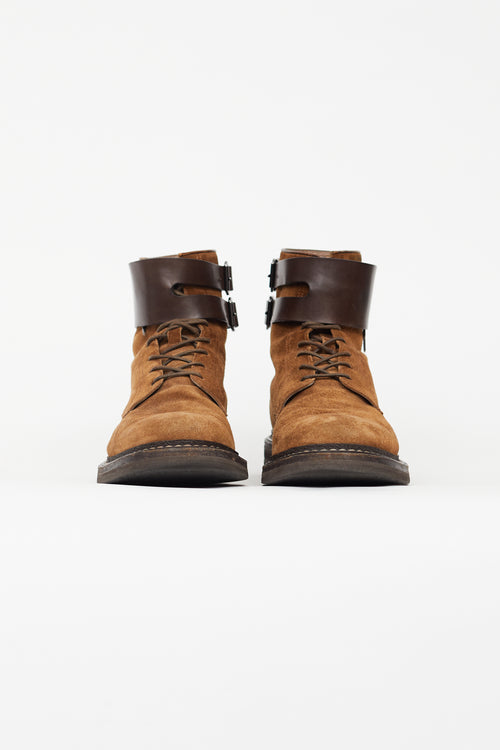 Brunello Cucinelli Brown Suede & Leather Lace Up Boot