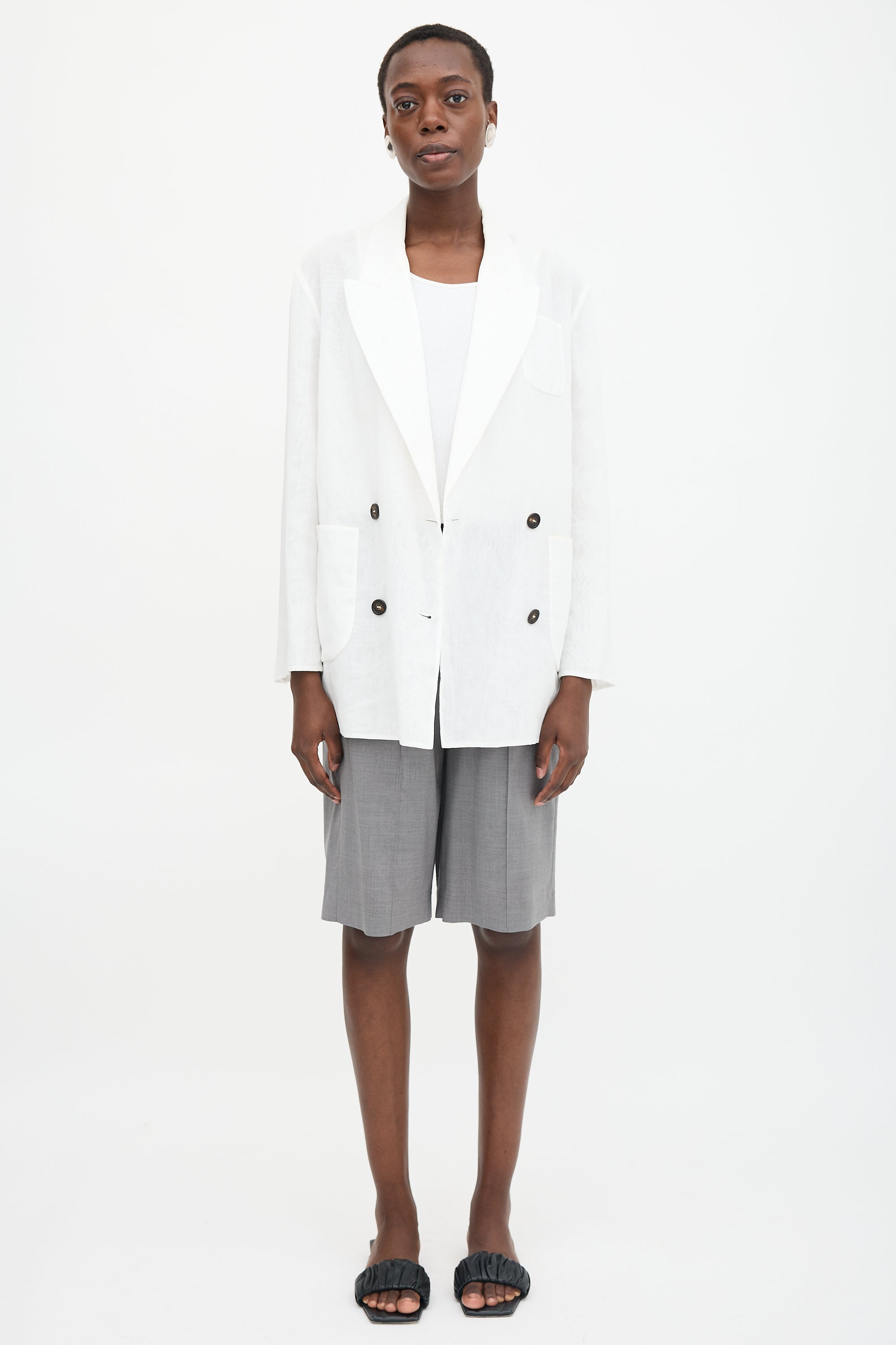 Brunello Cucinelli Chiffon Double Breasted Blazer