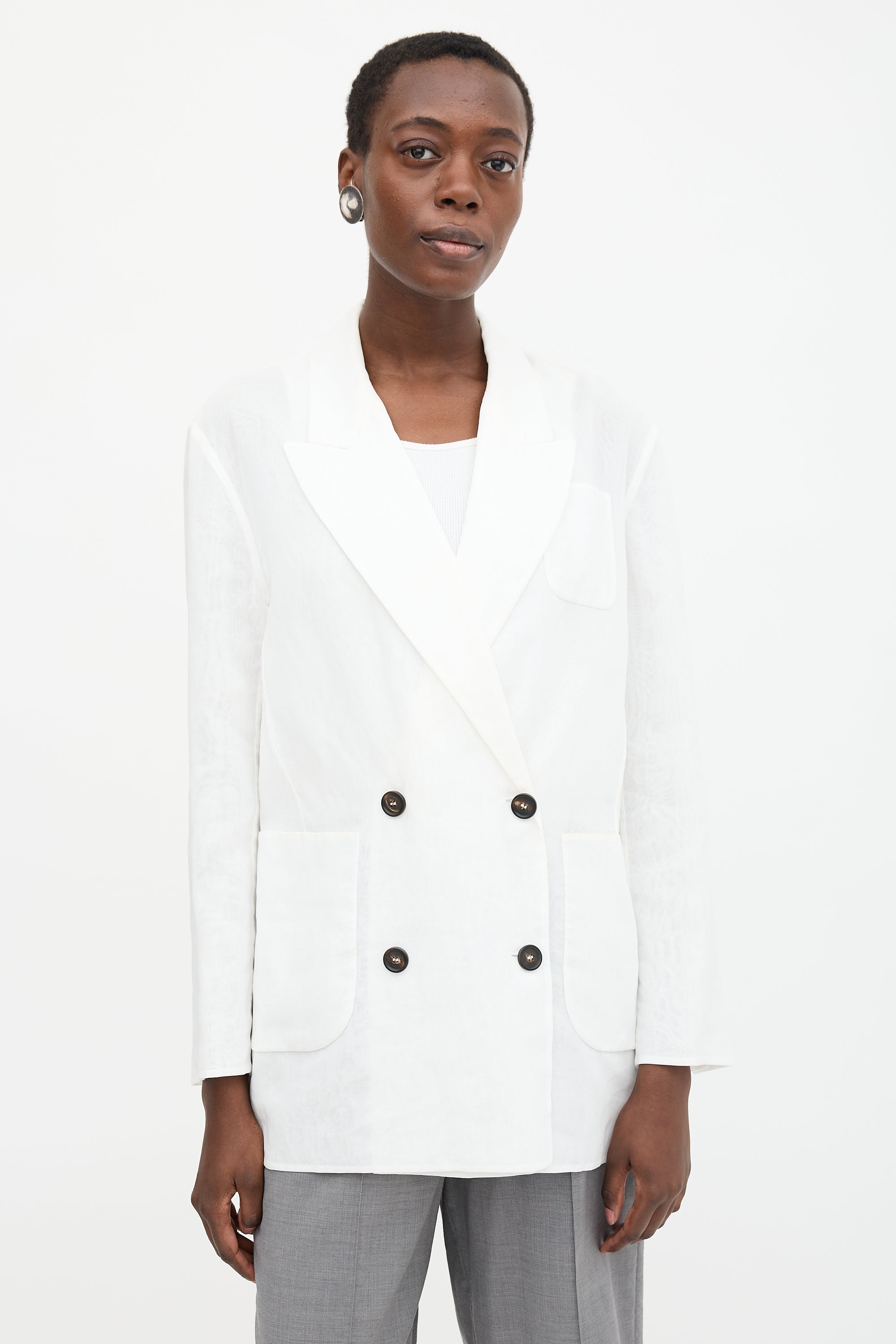 Brunello Cucinelli Chiffon Double Breasted Blazer