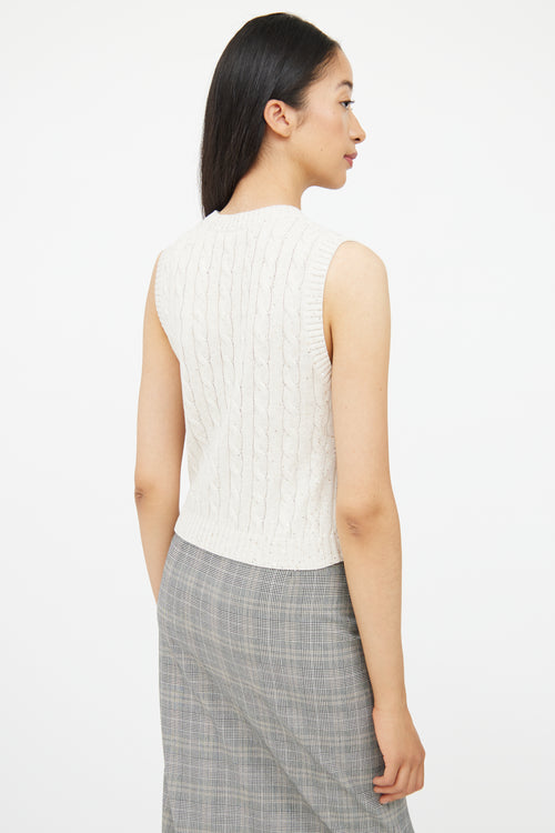 Brunello Cucinelli Cream Sequin Sleeveless Vest