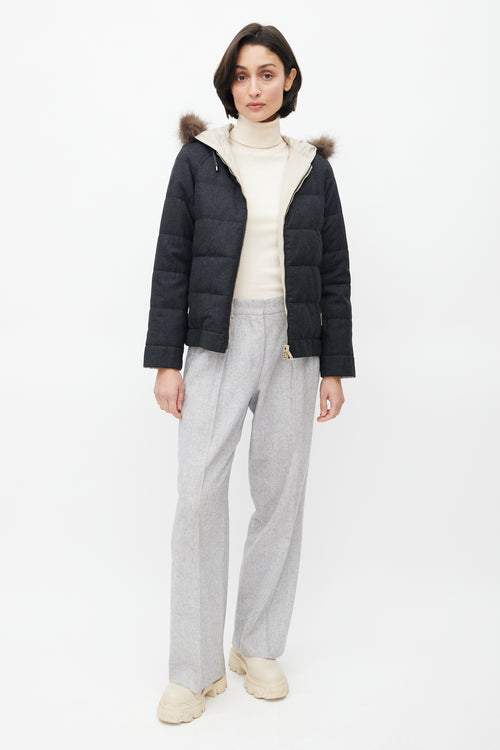 Brunello Cucinelli Dark Grey & Beige Reversible Jacket