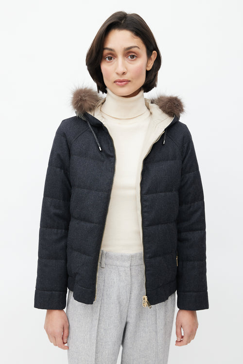 Brunello Cucinelli Dark Grey & Beige Reversible Jacket