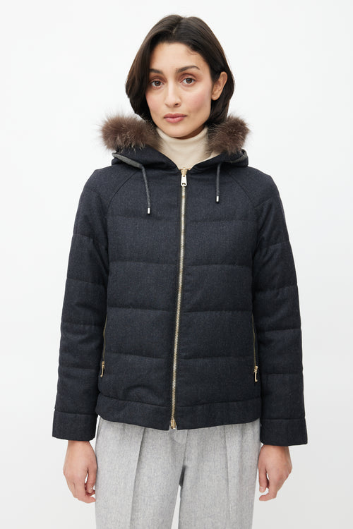 Brunello Cucinelli Dark Grey & Beige Reversible Jacket