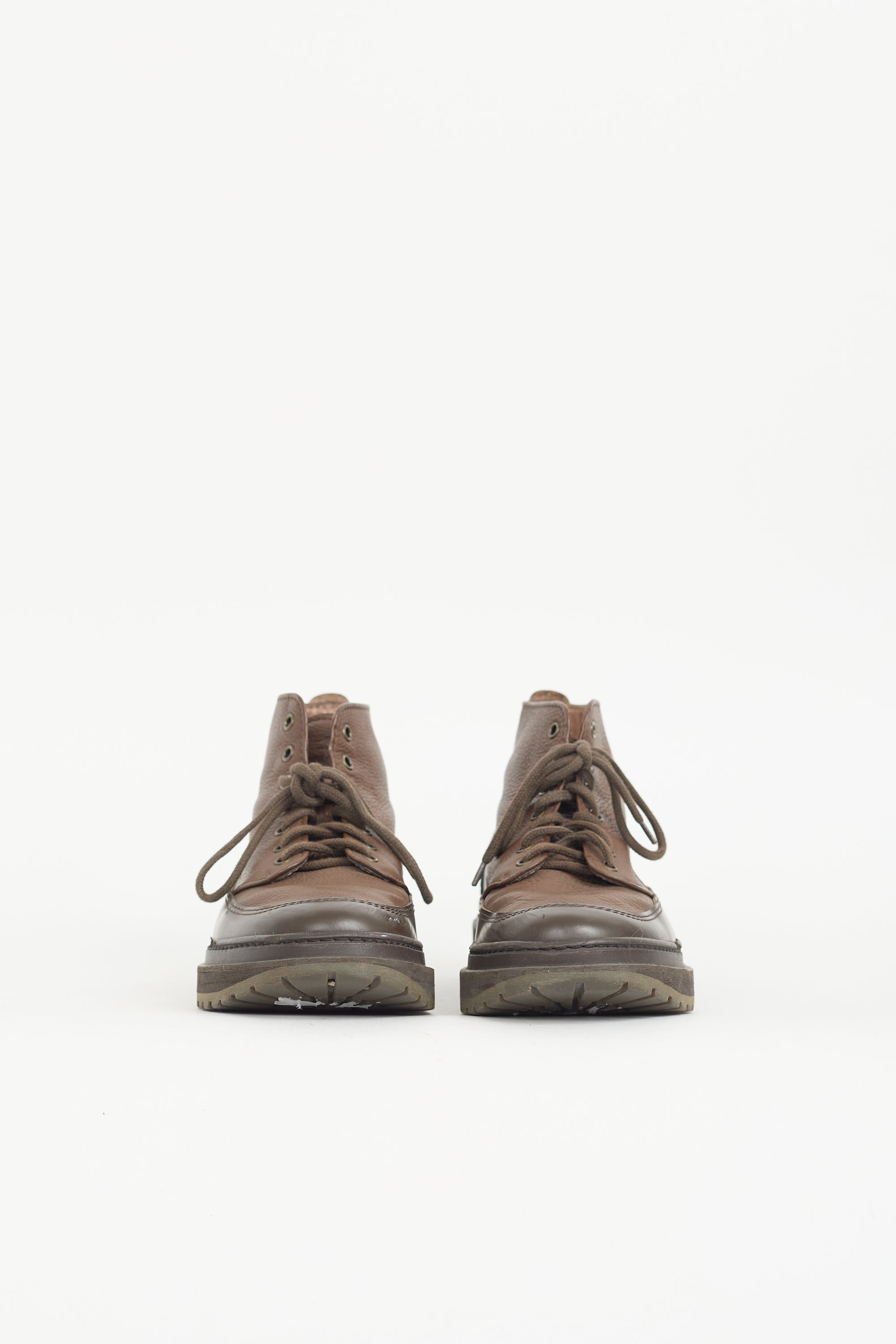 Brunello Cucinelli Leather Lace Up Boot