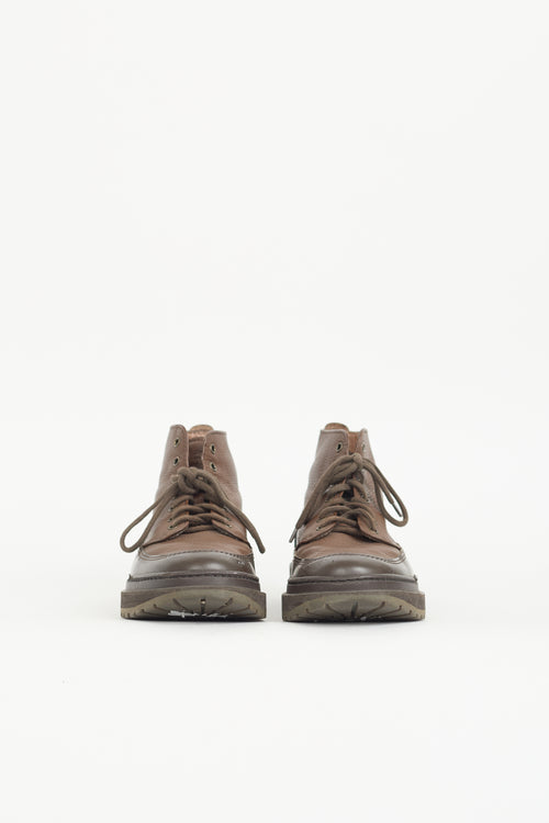 Brunello Cucinelli Leather Lace Up Boot