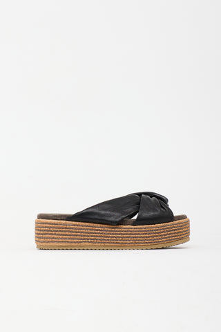 Brunello Cucinelli Leather Monili Platform Slide