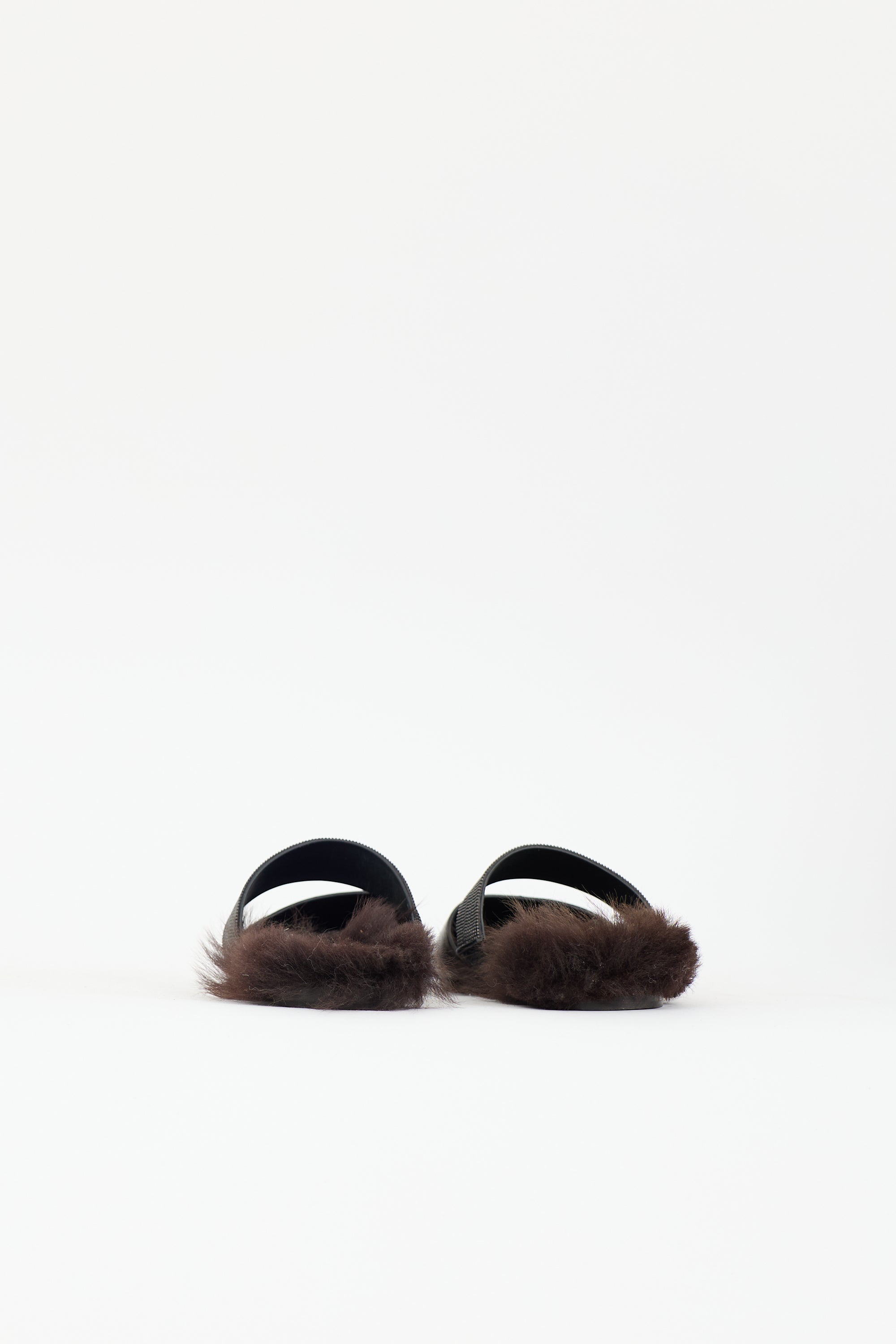 Brunello Cucinelli Leather & Fur Lined Mule