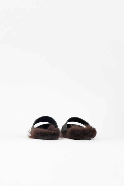 Brunello Cucinelli Leather & Fur Lined Mule