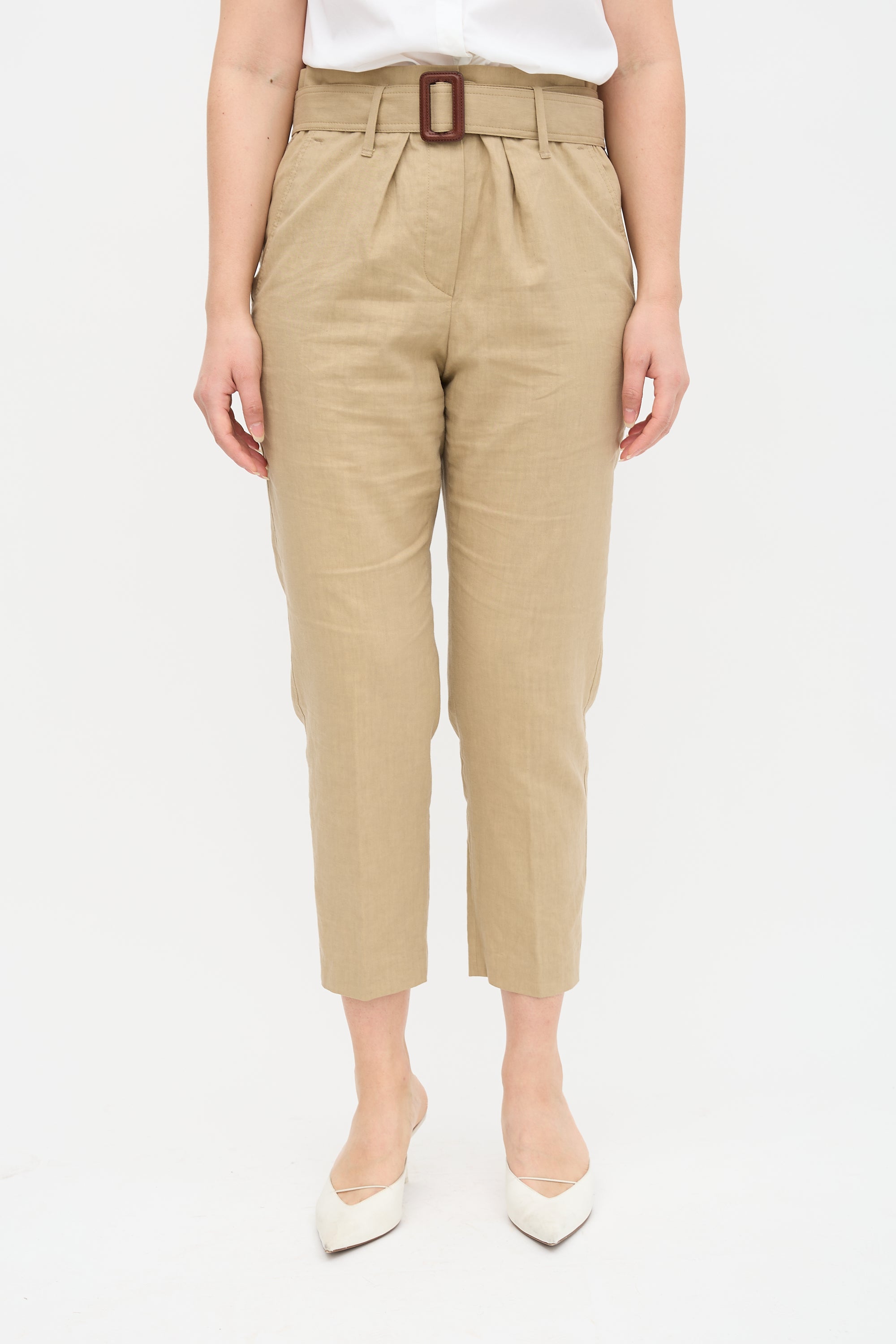 Brunello Cucinelli Linen Belted Pant