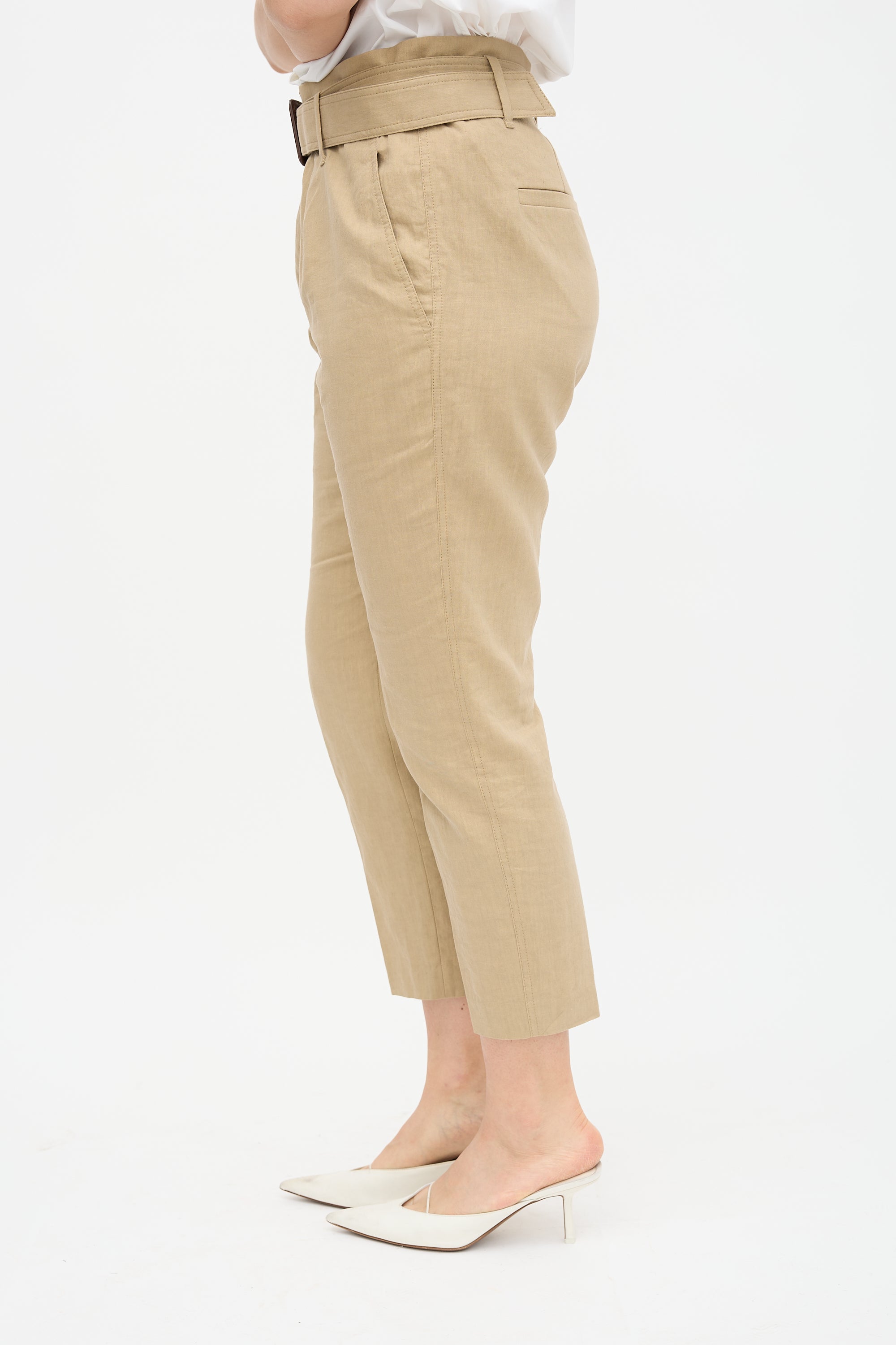 Brunello Cucinelli Linen Belted Pant